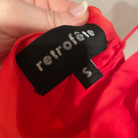 Retrofete red satin rhinestone asymmetrical dress - Picture 10 of 10